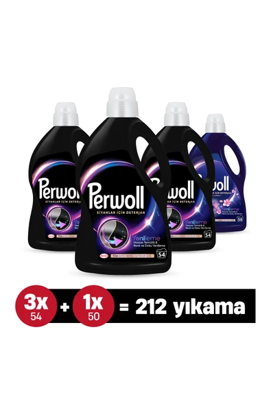 Perwoll Çamaşır Deterjanı 4'lü set x3 Siyah 2,97L , x1 Koyu Renk Çiçek Cazibesi  2,75L (212 Yıkama) ürün görseli 1
