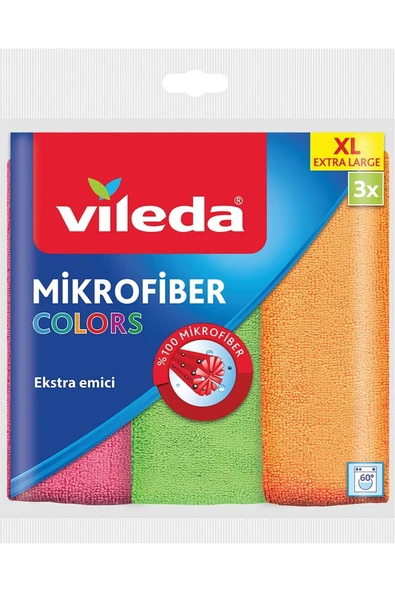 Vileda Mikrofiber Temizlik Bezi 3 Lü Colors XL 36x34 Cm ürün görseli 1