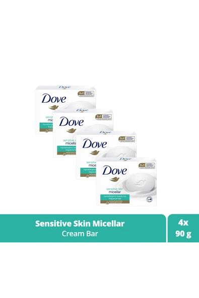 Dove Beauty Cream Bar Micellar Hassas Ciltler Için Nemlendirici Etkili 90 G X4 ürün görseli 1
