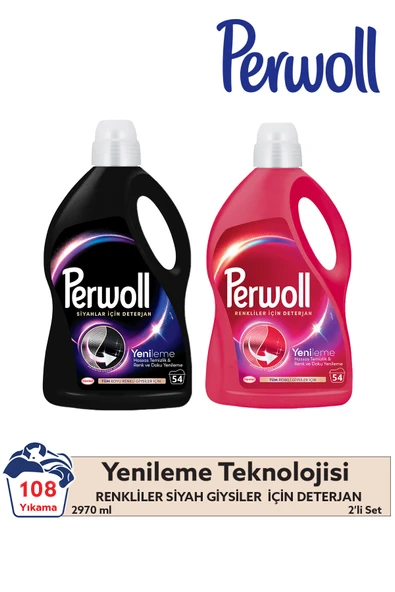 Perwoll Siyah & Renkli Hassas Sıvı Çamaşır Deterjanı  2.97L  2'li set (108 Yıkama) ürün görseli 1