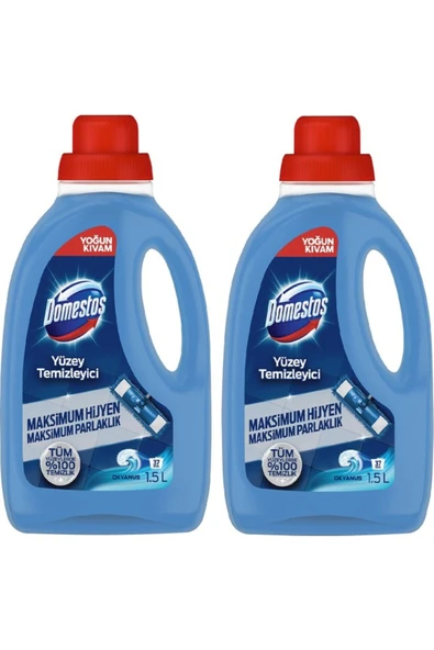 Domestos Yüzey Temizleyici Okyanus Maksimum Hijyen Tüm Yüzeyler Için 1500 ml x 2 Adet ürün görseli 1