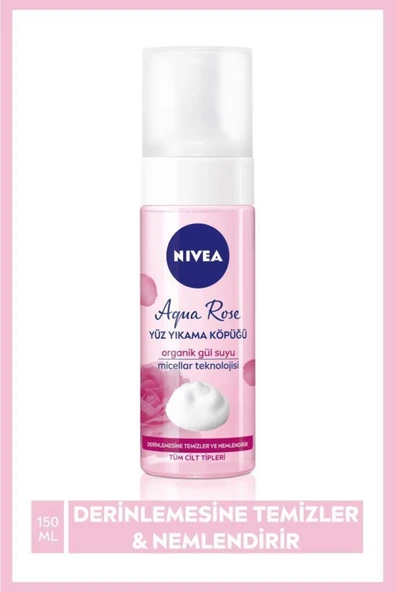 NIVEA Aqua Rose Organik Gül Suyu Içeren Yüz Yıkama Köpüğü 150 ml ürün görseli 1