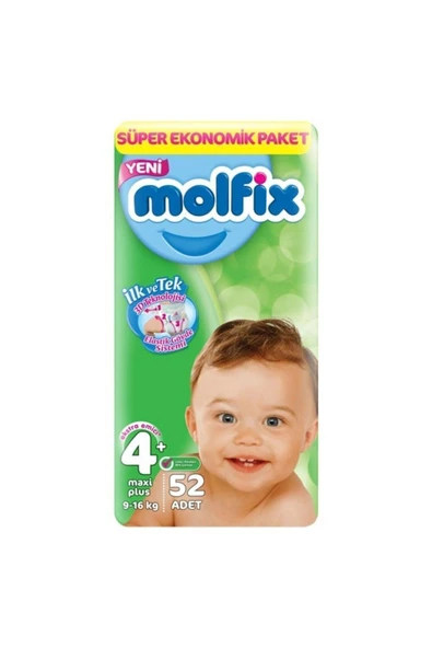 Molfix Bebek Bezi 4+ Beden Maxi Plus Dev Ekonomik Paket 52 Adet ürün görseli 1
