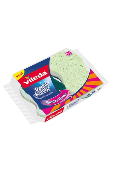 Vileda 2 Li Parlak Konfor Oluklu Bulaşık Süngeri ürün görseli 1