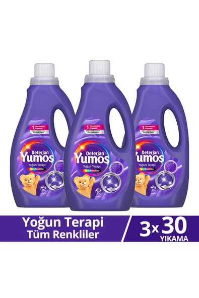 Yumoş Sıvı Bakım Deterjanı Yoğun Terapi Tüm Renkliler 30 Yıkama 1500ml x3 ürün görseli 1
