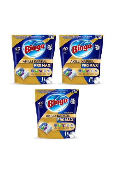 Bingo Akıllı Kapsül Pro Max Bulaşık Makinesi Tableti 40'lı x 3 Adet (120 Kapsül) ürün görseli 1