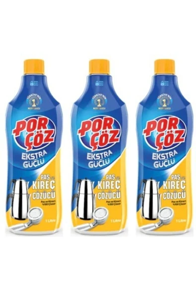 Porçöz Ekstra Güçlü Pas ve Kireç Çözücü 1 lt 3 Adet ürün görseli 1