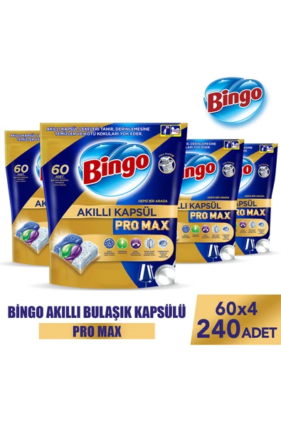 Bingo Akıllı Kapsül Pro Max Bulaşık Makinesi Deterjanı Tableti 240 Adet ürün görseli 1