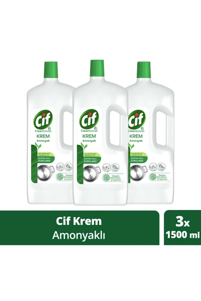 Cif Krem Yüzey Temizleyici Amonyaklı Klor Boya Fosfat Paraben Içermez 1500ml 3adet ürün görseli 1
