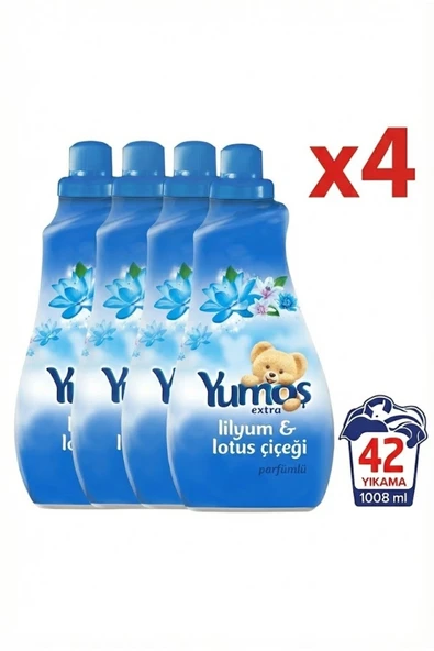 Yumoş Extra Lilyum ve Lotus Çiçeği Konsantre Çamaşır Yumuşatıcısı 1008 ml 42 Yıkama x4 adet ürün görseli 1