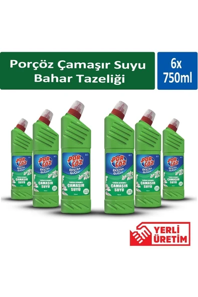 Porçöz Çamaşır Suyu Bahar Tazeliği 750 ml x 6 Adet ürün görseli 1