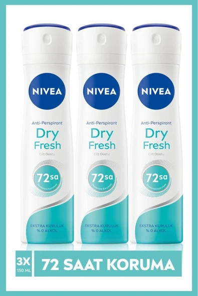 NIVEA Kadın Sprey Deodorant Fresh Comfort 48 Saat Koruma 150mlx3 ürün görseli 1