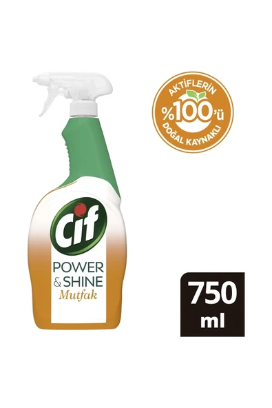 Cif Power & Shine Sprey Temizleyici Mutfak Yağ Çözücü Zorlu Yağları %100 Çözer 750 Ml 1 Adet ürün görseli 1