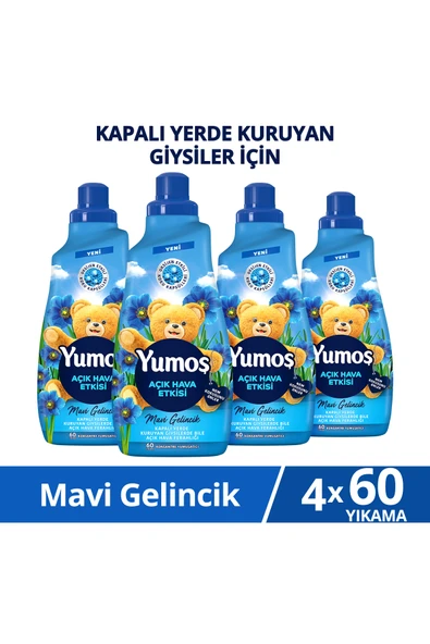 Yumoş Yumoş Açık Hava Etkisi Konsantre Çamaşır Yumuşatıcısı Mavi Gelincik 1440 Ml 60 Yıkama x4 ürün görseli 1