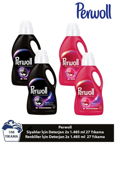 Perwoll Yenileme Siyahlar 2x 1.485 ml 27 Yıkama & Renkliler X2 1.485 ml 27 Yıkama 3'lü Set (108 Yıka ürün görseli 1