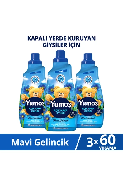 Yumoş Yumoş Açık Hava Etkisi Konsantre Çamaşır Yumuşatıcısı Mavi Gelincik 1440 Ml 60 Yıkama x3 ürün görseli 1