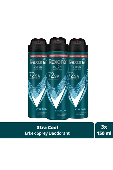Rexona Men Erkek Sprey Deodorant Xtra Cool 72 Saat Kesintisiz Üstün Koruma 150 Ml X3 ürün görseli 1