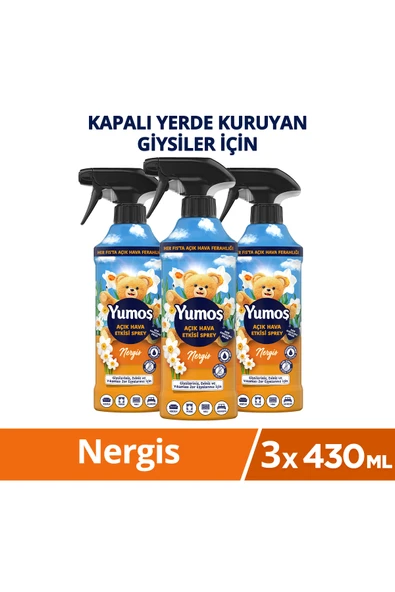 Yumoş Yumoş Açık Hava Etkisi Sprey Yıkanması Zor Eşyalar İçin Giysi Spreyi Nergis 430 Ml x3 ürün görseli 1