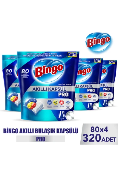 Bingo Akıllı Kapsül Pro Bulaşık Makinesi Deterjanı Tableti 320 Adet ürün görseli 1