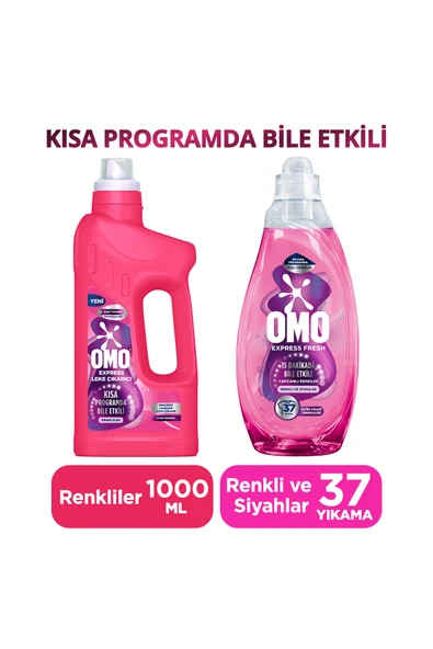 Omo Express Leke Çıkarıcı Renkliler 1000 ml x1 + Express Fresh Capcanlı Renkler Renkli ve Siyahlar S ürün görseli 1