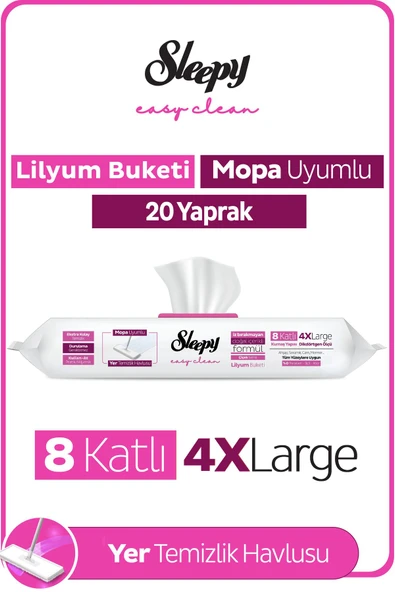 Sleepy Easy Clean Lilyum Buketi Mopa Uyumlu Yer Temizlik Havlusu&Mendili 20 Yaprak ürün görseli 1