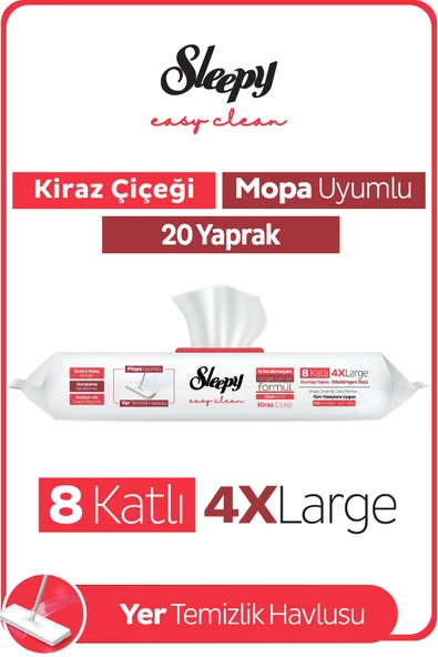 Sleepy Easy Clean Kiraz Çiçeği Mopa Uyumlu Yer Temizlik Havlusu&Mendili 20 Yaprak ürün görseli 1