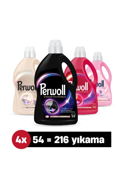 Perwoll Sıvı Çamaşır Deterjanı 2.97L 4'lü (216 Yıkama) : x1 Açık Renk, x1 Siyah, x1 Renkli, x1 Yünlü ürün görseli 1