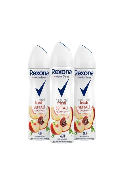 Rexona Natural Fresh Şeftali Ve Limon Otu Kadın Deodorant Sprey 150 ml x3 ürün görseli 1