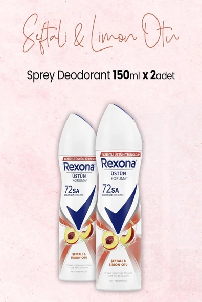 Rexona Kadın Sprey Deodorant Şeftali ve Limon Otu 150 ml x 2 Adet ürün görseli 1
