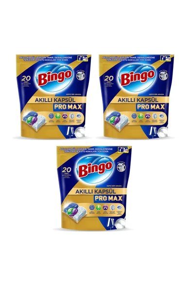 Bingo Akıllı Kapsül Pro Max Bulaşık Makinesi Tableti 20 li x 3 Adet (60 Kapsül) ürün görseli 1