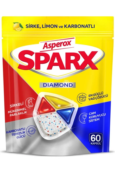 ASPEROX Sparx Diamond Bulaşık Makinesi Tableti 60'lı ürün görseli 1