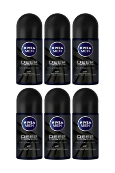 NIVEA Men Deep Dimension 48h Roll On 50 ml X 6 Adet ürün görseli 1