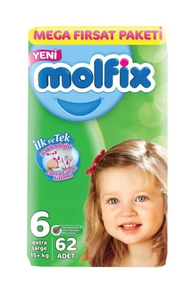 Molfix 6 Numara Extra Large 62'li Bebek Bezi ürün görseli 1