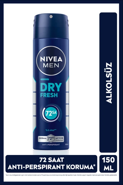 NIVEA Men Erkek Sprey Deodorant Dry Fresh 150ml, 72 Saat Anti-perspirant Koruma, Ekstra Kuruluk ürün görseli 1