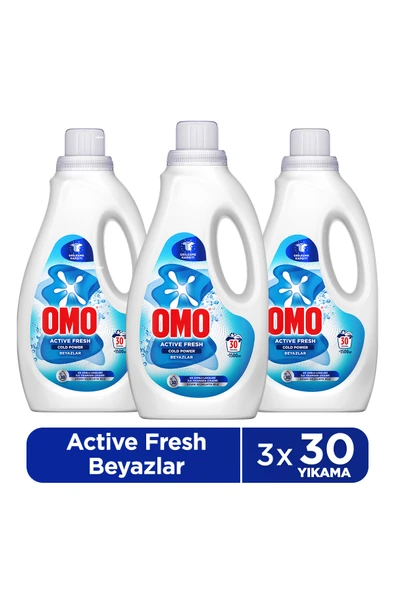 Omo Active Fresh Cold Power Beyazlar İçin Sıvı Deterjan 1500 ml x3 ürün görseli 1