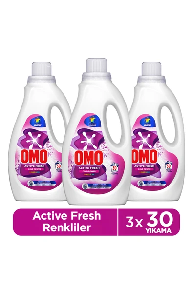 Omo Active Fresh Cold Power Renkliler için Sıvı Deterjan 1500 ml x3 ürün görseli 1
