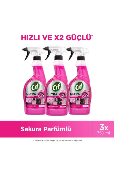 Cif Ultra Anında Etki Kir & Yağ Sökücü Sakura x3 ürün görseli 1