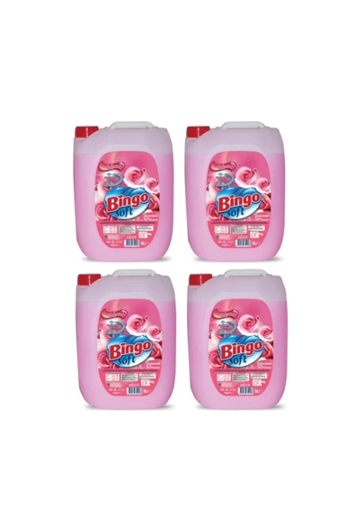 Bingo Soft Sıvı Çamaşır Yumuşatıcı Gülpembe 4 Adet X 5 Litre ürün görseli 1