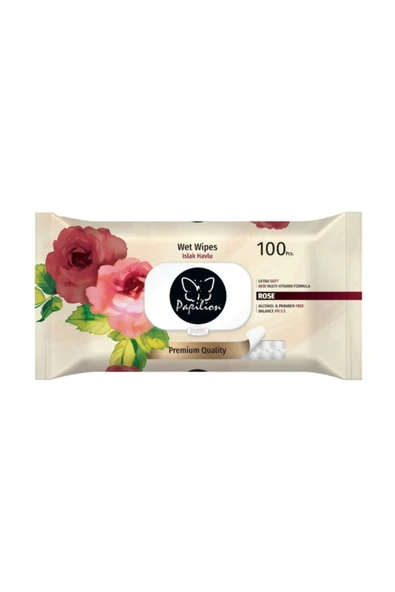 Papilion Premium Quality Islak Mendil 100 lü Gül X 18 Paket Rose ürün görseli 1