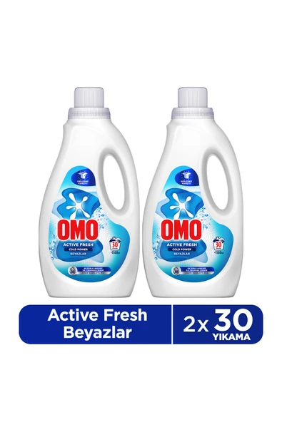 Omo Active Fresh Cold Power Beyazlar İçin Sıvı Deterjan 1500 ml x2 ürün görseli 1