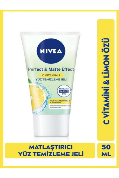 NIVEA Perfect & Matte C Vitaminli Doğal Limon Özlü Yüz Temizleme Jeli 50 ml ürün görseli 1
