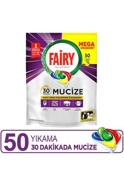 Fairy Mucize Bulaşık Makinesi Deterjanı Kapsülü/Tableti 50 Yıkama ürün görseli 1