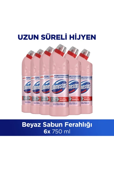 Domestos Çamaşır Suyu Beyaz Sabun Ferahlığı 750 ml x6 Mikrofiber Bez Hediye ürün görseli 1