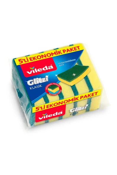 Vileda 5 Li Yeşil Klasik Düz Sünger ürün görseli 1