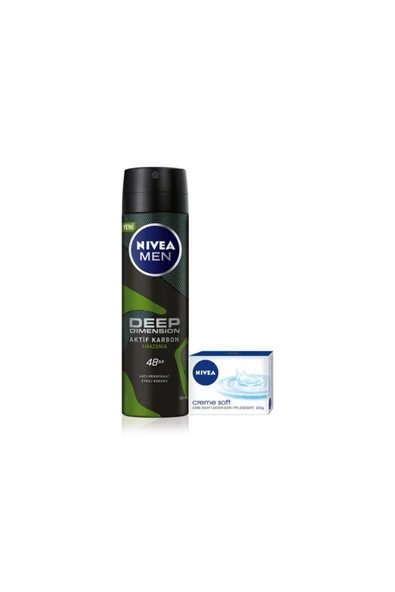 NIVEA Deodorant Deep Dimension Amazonia 150 Ml+ Creme Soft Sabun 100 gr Set ürün görseli 1