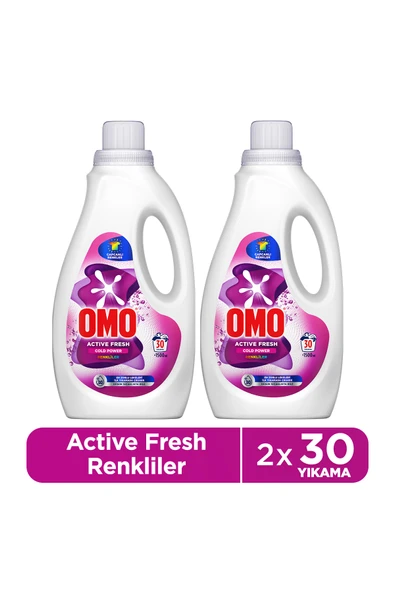 Omo Active Fresh Cold Power Renkliler için Sıvı Deterjan 1500 ml x2 ürün görseli 1
