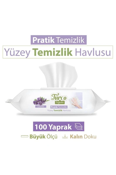 Turco Doğadan Pratik Temizlik Turco Doğadan Pratik Yüzey Temizlik Havlusu Lavanta 100 Yaprak ürün görseli 1