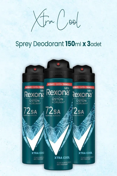 Rexona Men Sprey Deodorant Xtra Cool 150 ml x 3 Adet ürün görseli 1