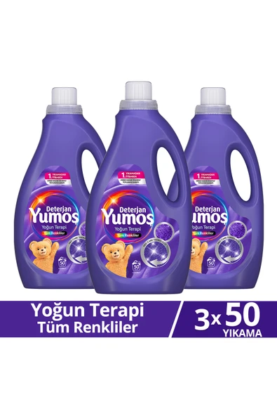 Yumoş Sıvı Bakım Deterjanı Yoğun Terapi Tüm Renkliler 50 Yıkama 2500 ml x3 ürün görseli 1