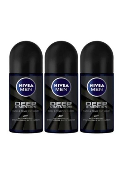NIVEA Men Deep Dimension 48h Roll On 50 ml X 3 Adet ürün görseli 1